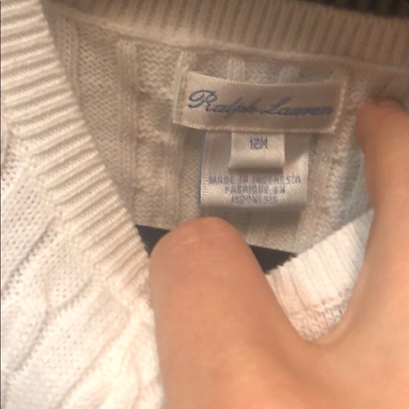 Ralph Lauren white cableknit cardigan 12mo - Picture 3 of 4